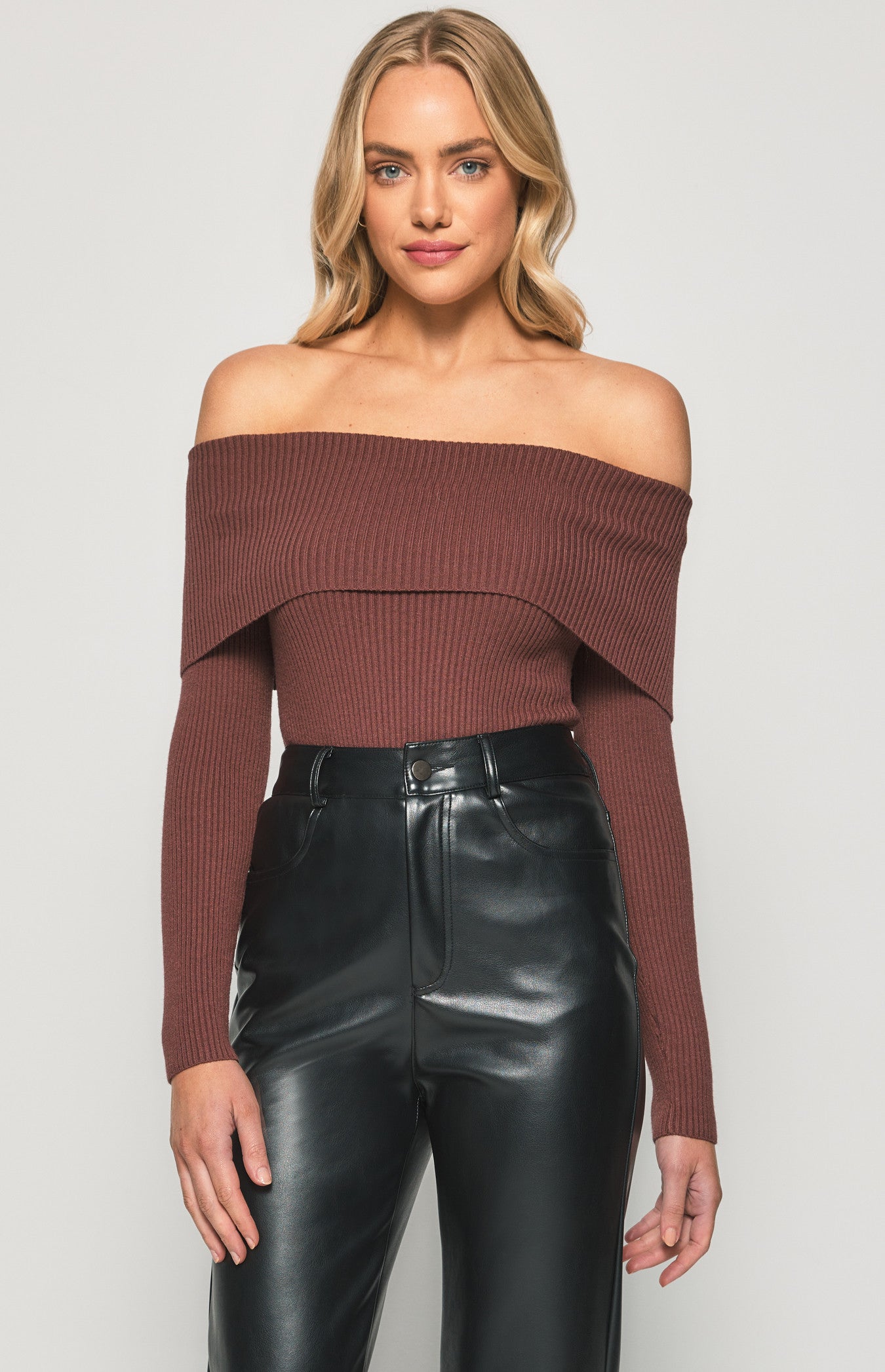 Cara Off Shoulder Bodysuit - Chocolate - SHOPJAUS - JAUS